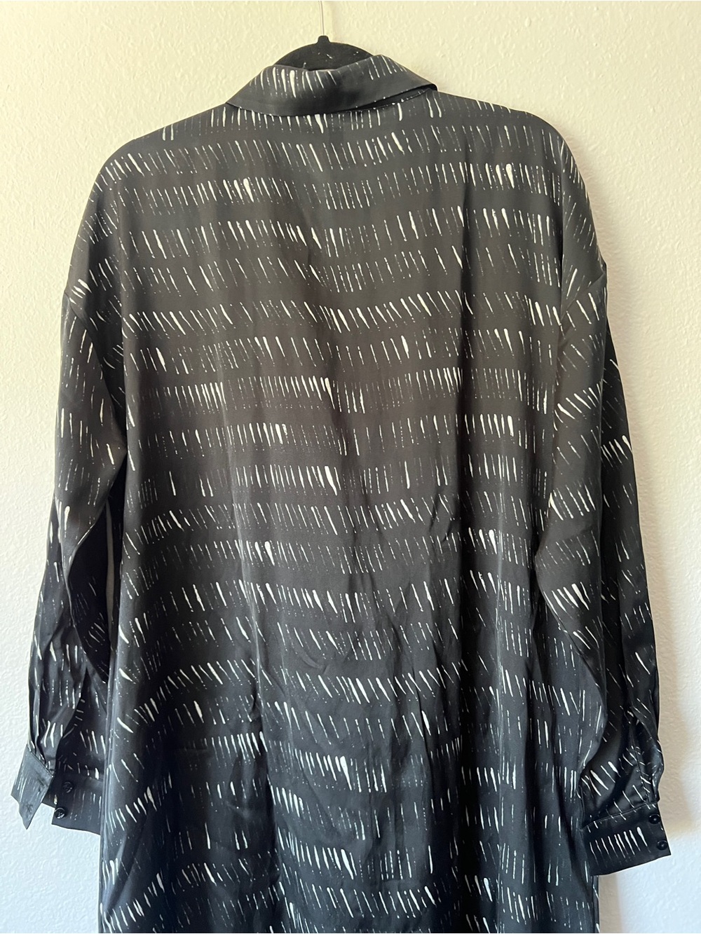 Eileen Fisher Silk Organic Cotton Black Printed Shirt Dress Large - Picture 7 of 9